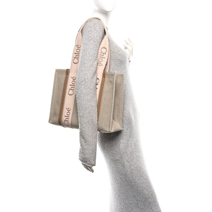Chloe Linen Calfskin Medium Woody Ribbon Tote Blushy Beige 2 of 10