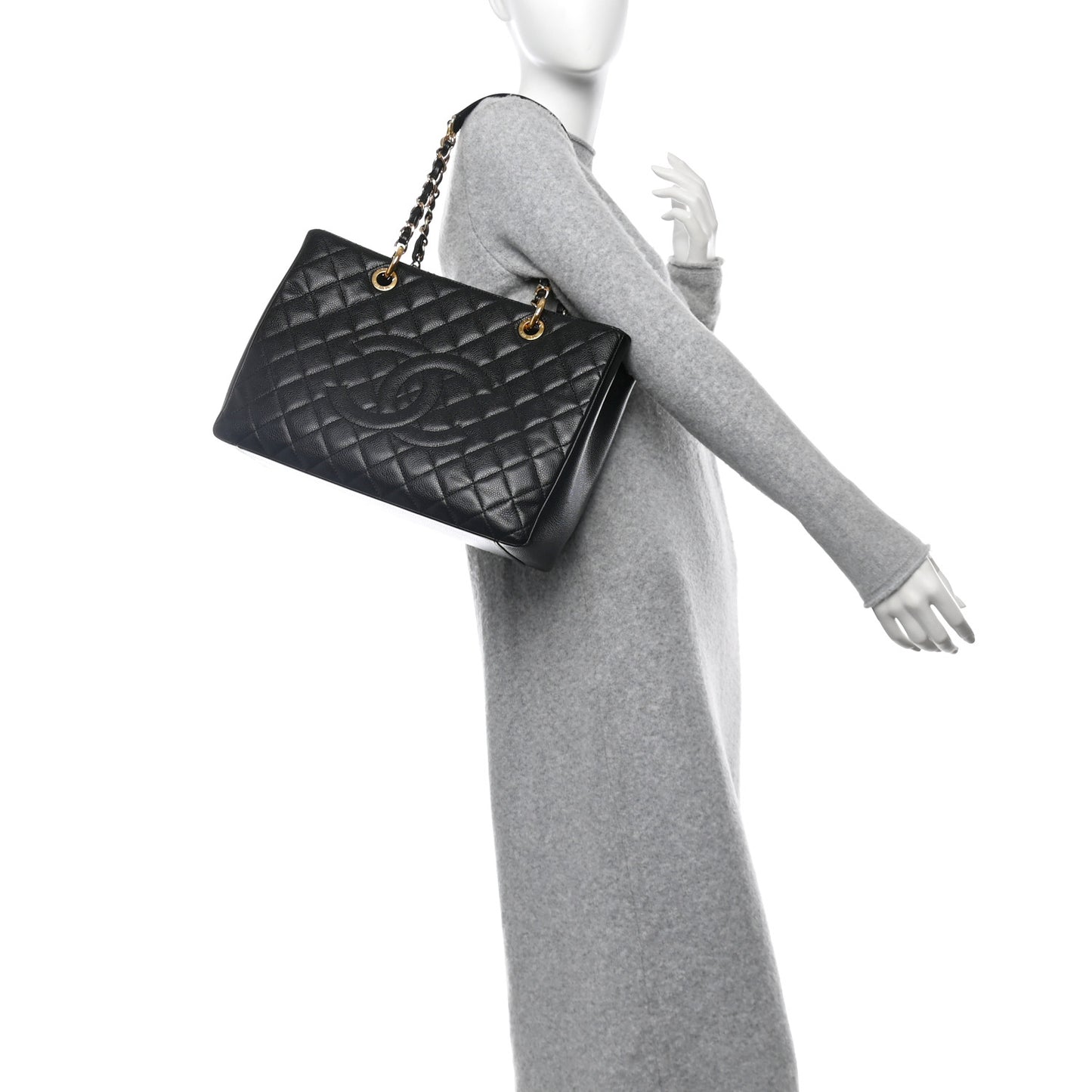 Caviar Quilted Grand Shopping Tote GST Black