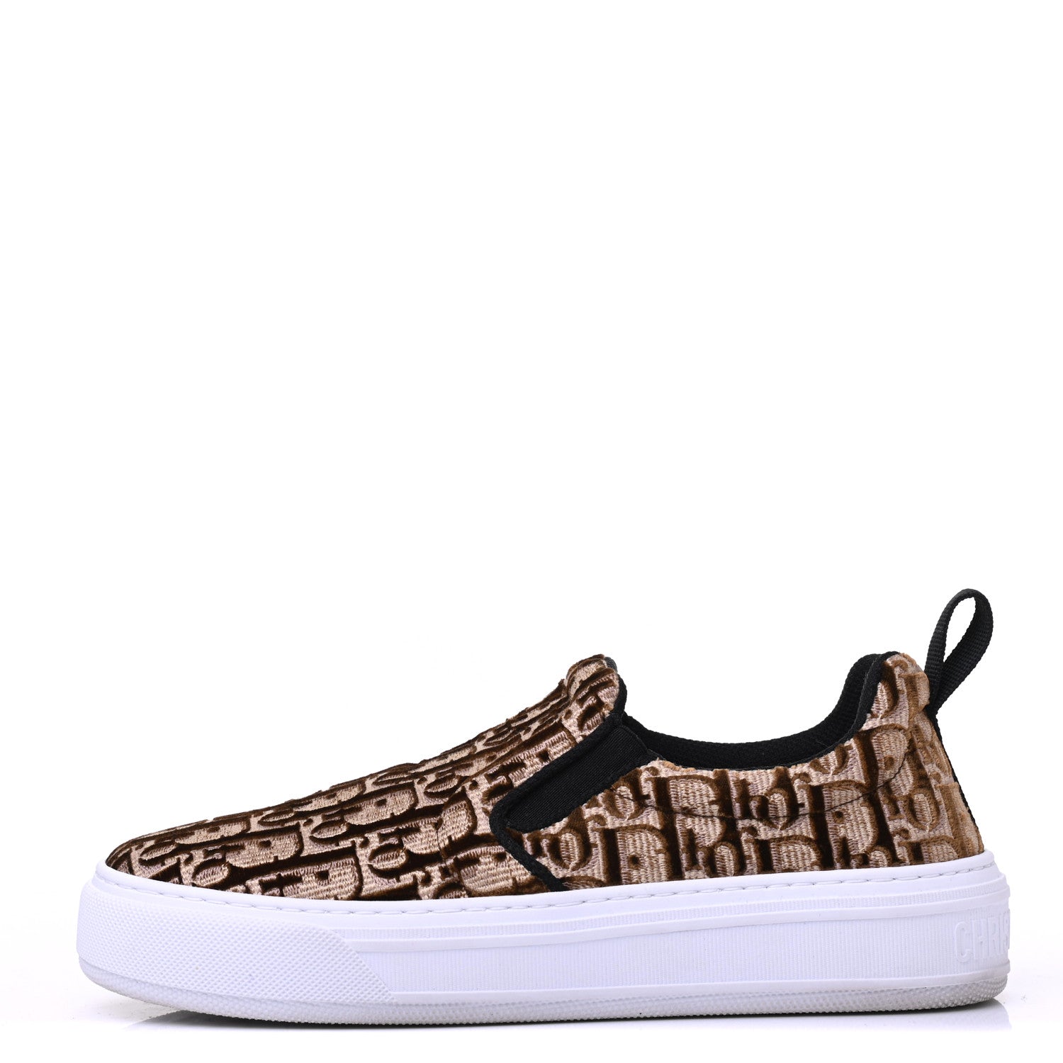 Christian Dior Velvet Oblique Womens Solar Slip On Sneakers 37 Bronze 1 of 7