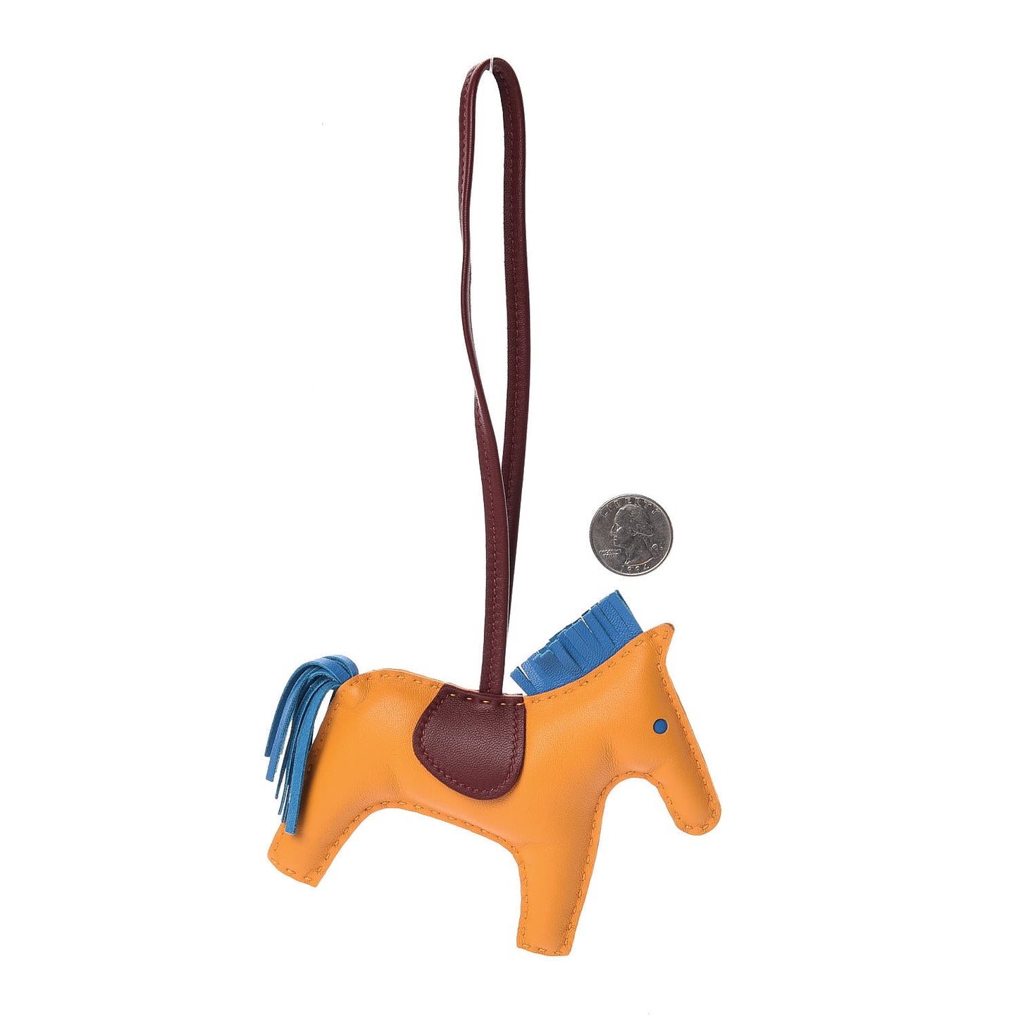 Milo Lambskin Grigri Rodeo Horse Bag Charm MM Jaune D'Or Bleu Zanzibar Rouge H