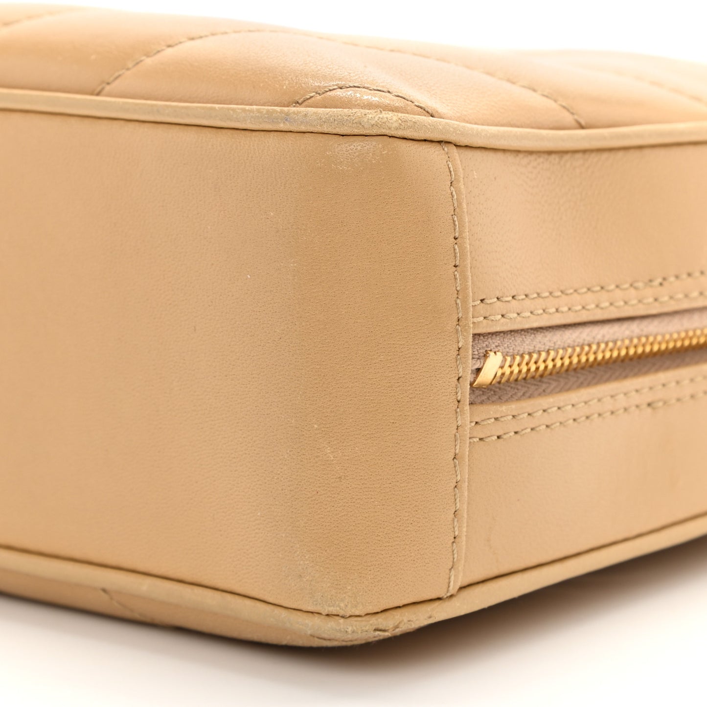 Lambskin Chevron Quilted Camera Case Beige