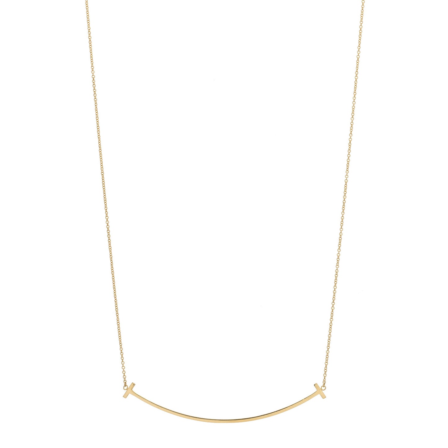 18K Yellow Gold Large T Smile Pendant Necklace