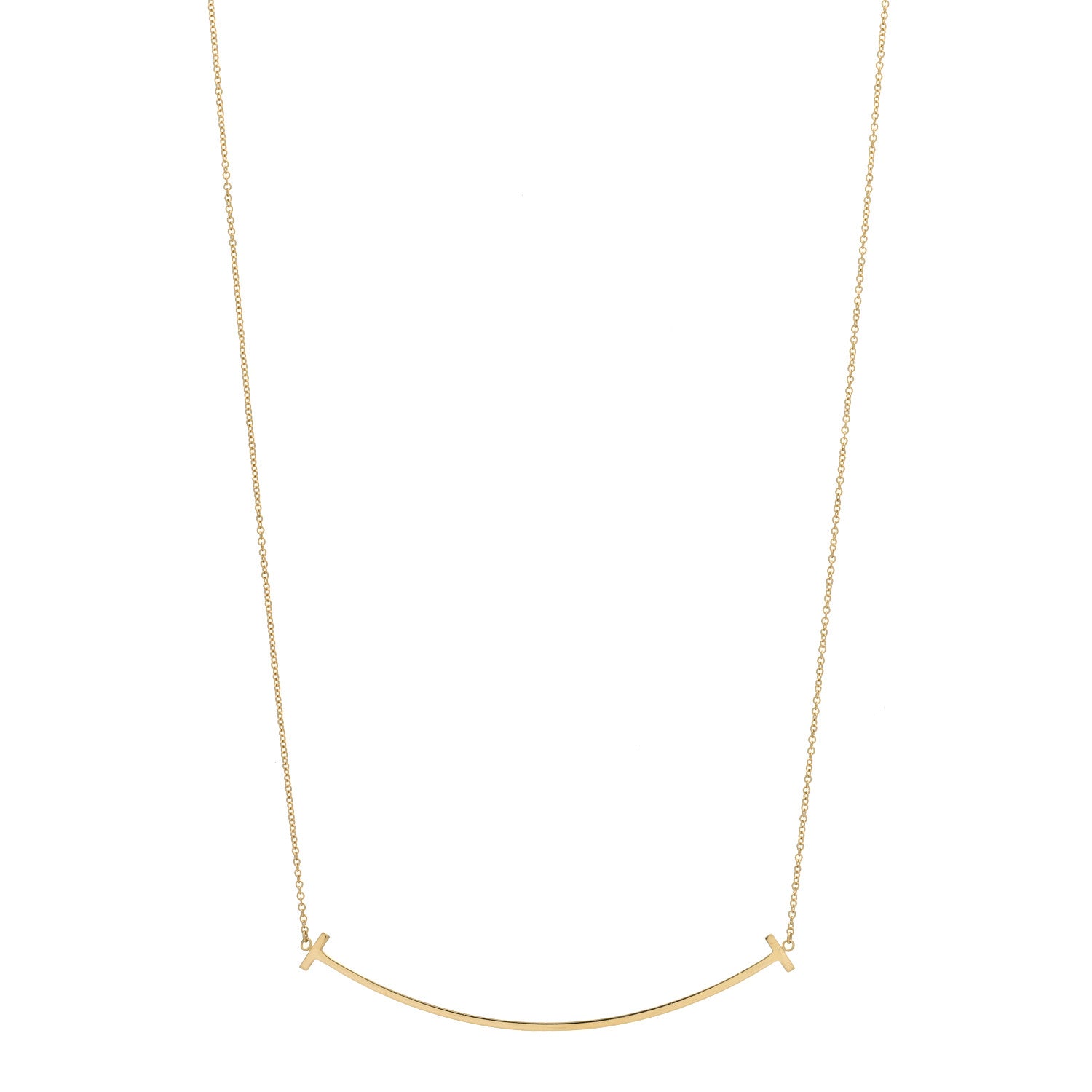 Tiffany 18K Yellow Gold Large T Smile Pendant Necklace 1 of 3