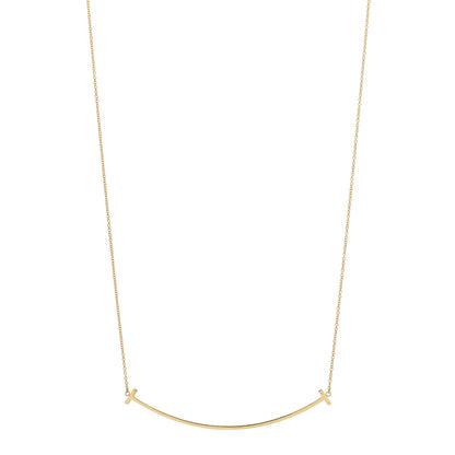 Tiffany 18K Yellow Gold Large T Smile Pendant Necklace 1 of 3