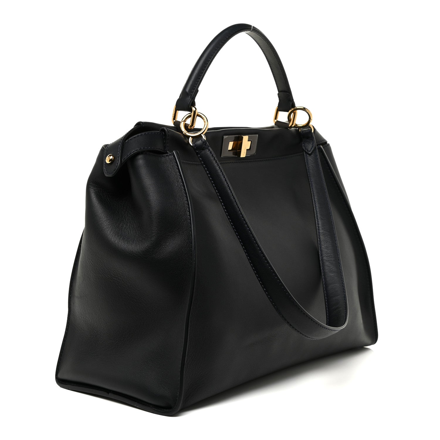 Fendi Vitello Dolce Marmol Large Peekaboo Iconic Satchel Blue Notte 2 of 15