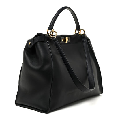 Fendi Vitello Dolce Marmol Large Peekaboo Iconic Satchel Blue Notte 2 of 15