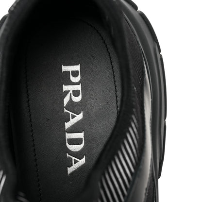 Prada Knit Fabric Mens Logo Sneakers 9 Black White 7 of 8