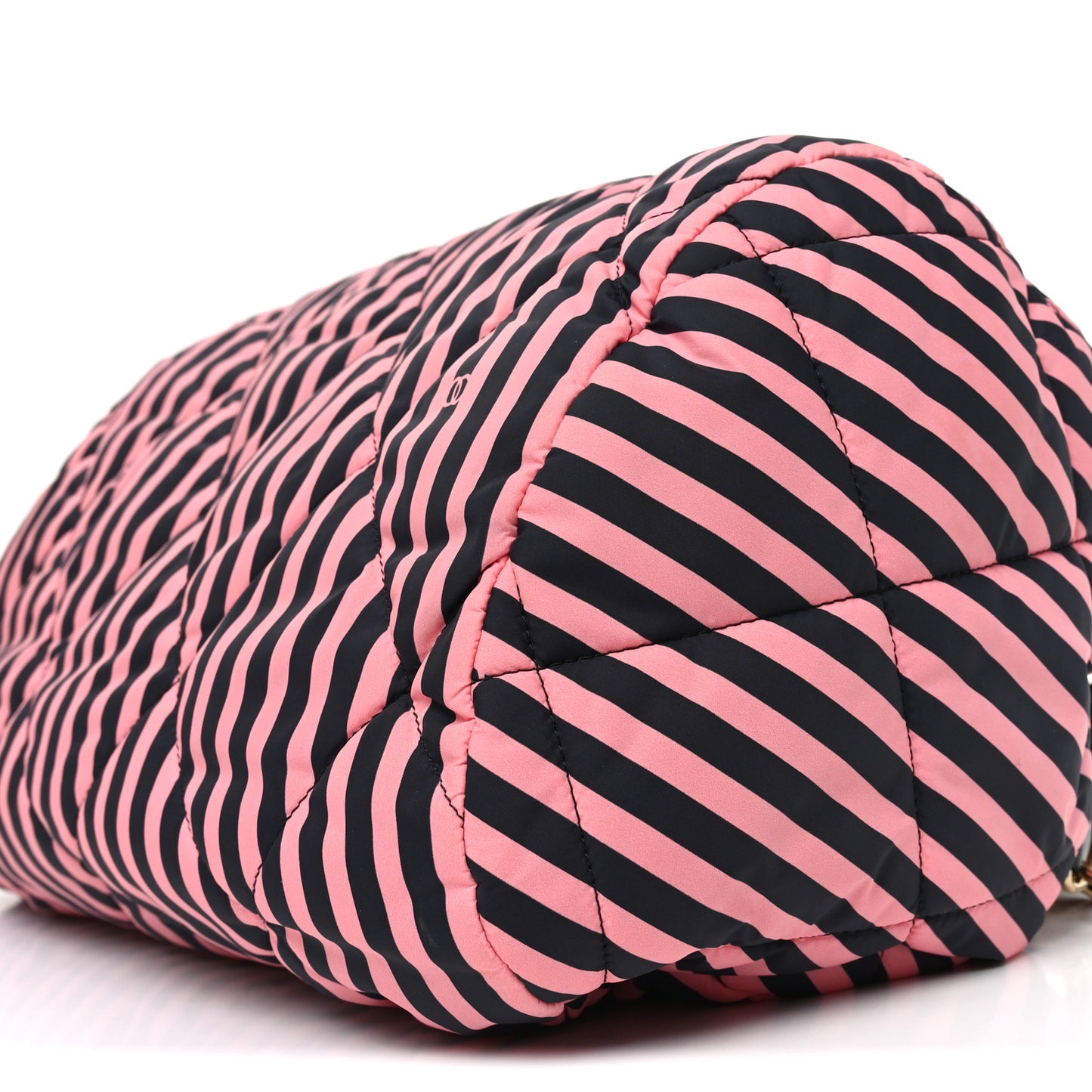 Nylon Striped Quilted Coco Beach Large Bowling Bag Black Coral