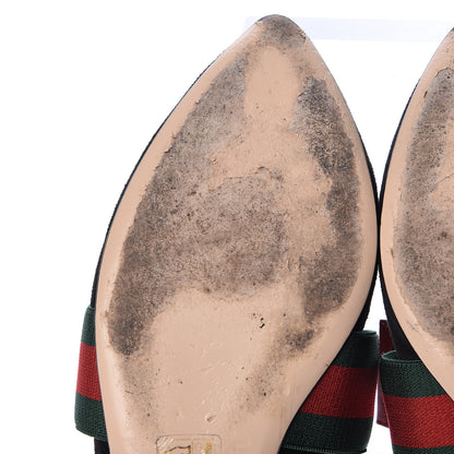 Gucci Suede Web Bow Point Toe Ballerina Flats 38.5 Black 10 of 11