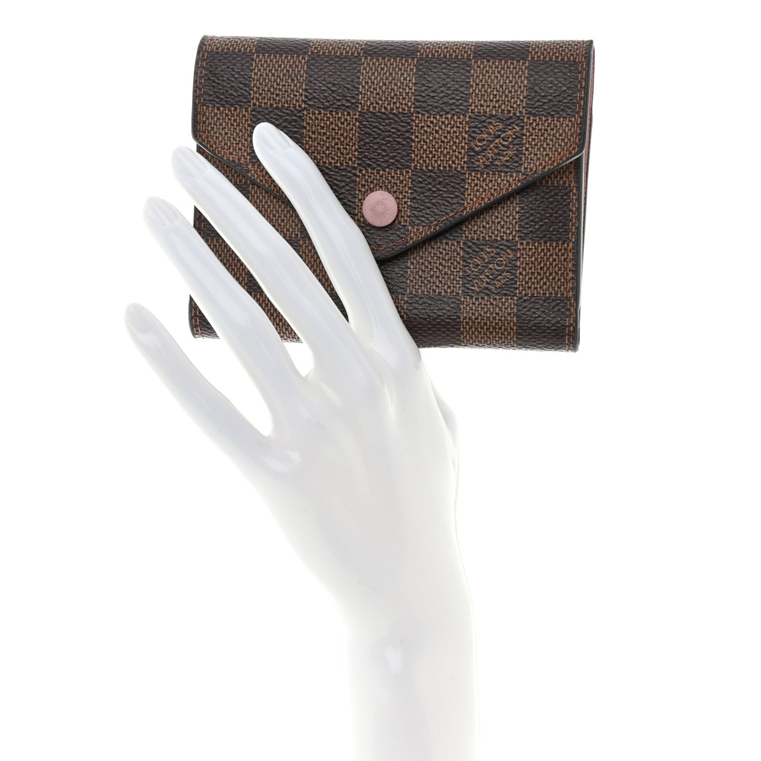 Louis Vuitton Damier Ebene Victorine Wallet Rose Ballerine 2 of 10
