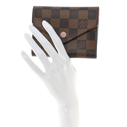Louis Vuitton Damier Ebene Victorine Wallet Rose Ballerine 2 of 10