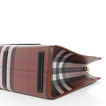 Burberry E-Canvas Check Calfskin Medium Freya Tote Dark Birch Brown 11 of 12