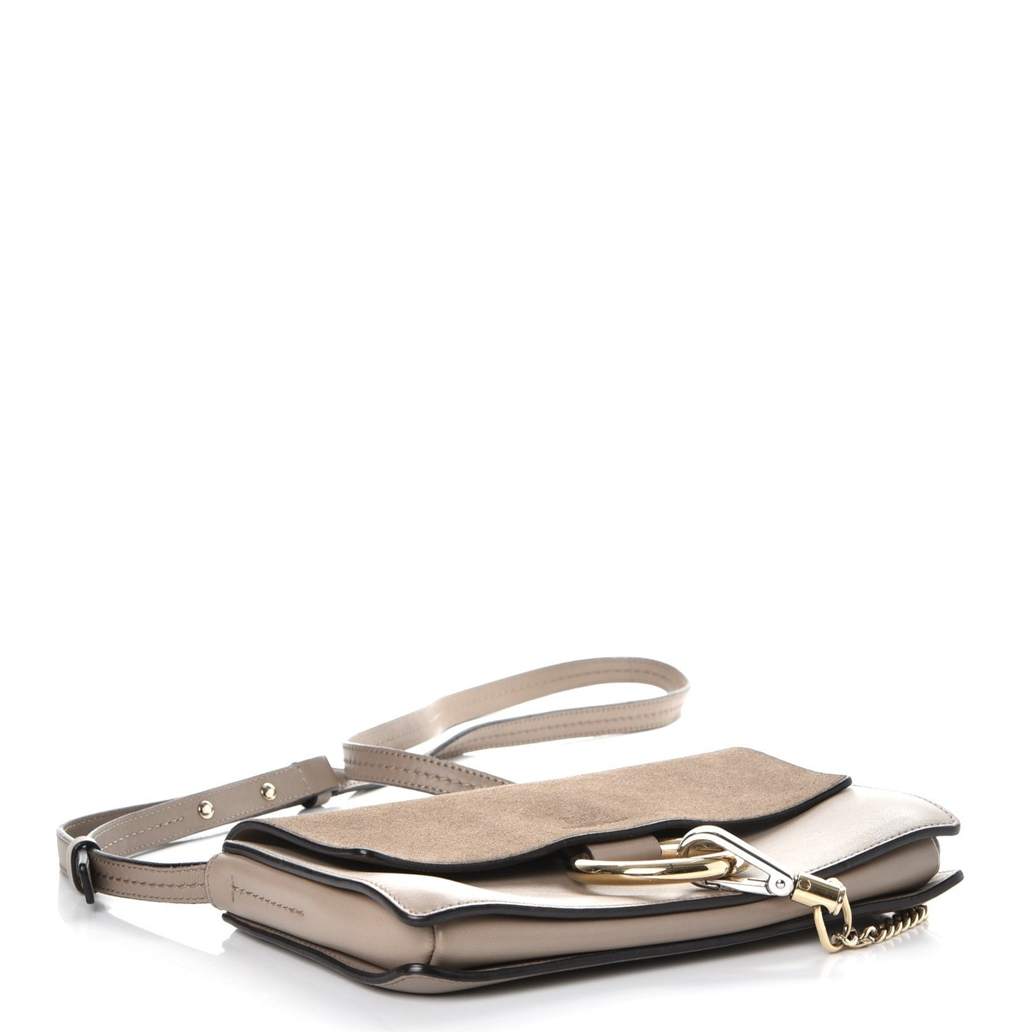 Suede Calfskin Small Faye Shoulder Bag Motty Grey