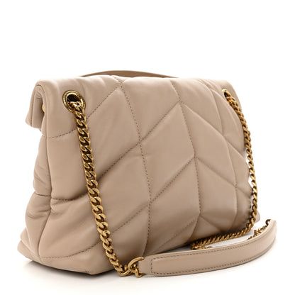 Saint Laurent Lambskin Quilted Small Loulou Puffer Monogram Chain Satchel Dark Beige 3 of 13