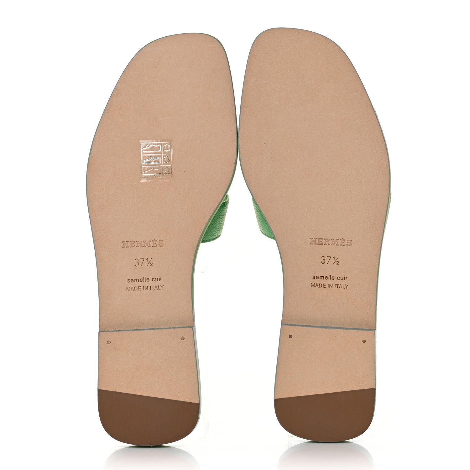 Hermes Epsom Oran Sandals 37.5 Vert Pomme 5 of 8