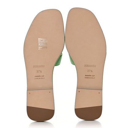 Hermes Epsom Oran Sandals 37.5 Vert Pomme 5 of 8