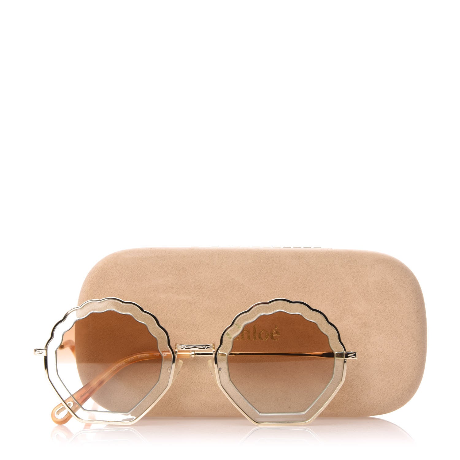 Chloe Metal Scalloped Sunglasses CE147S Gold Brown 7 of 7