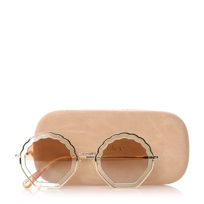 Chloe Metal Scalloped Sunglasses CE147S Gold Brown 7 of 7