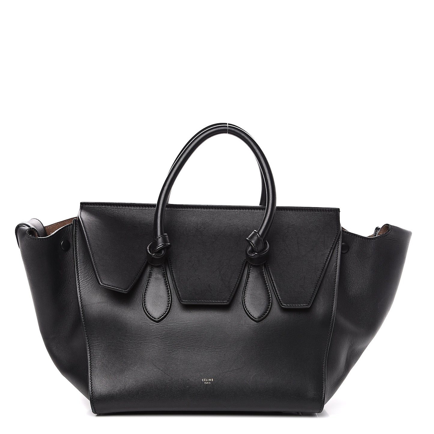 Smooth Calfskin Small Tie Knot Tote Black