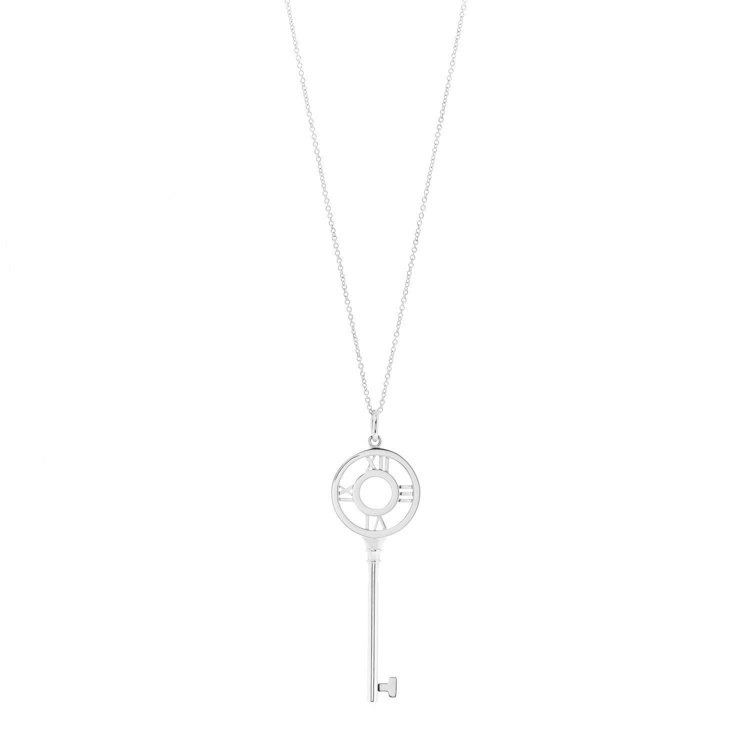 Tiffany Sterling Silver Atlas Key Pendant Necklace 1 of 6