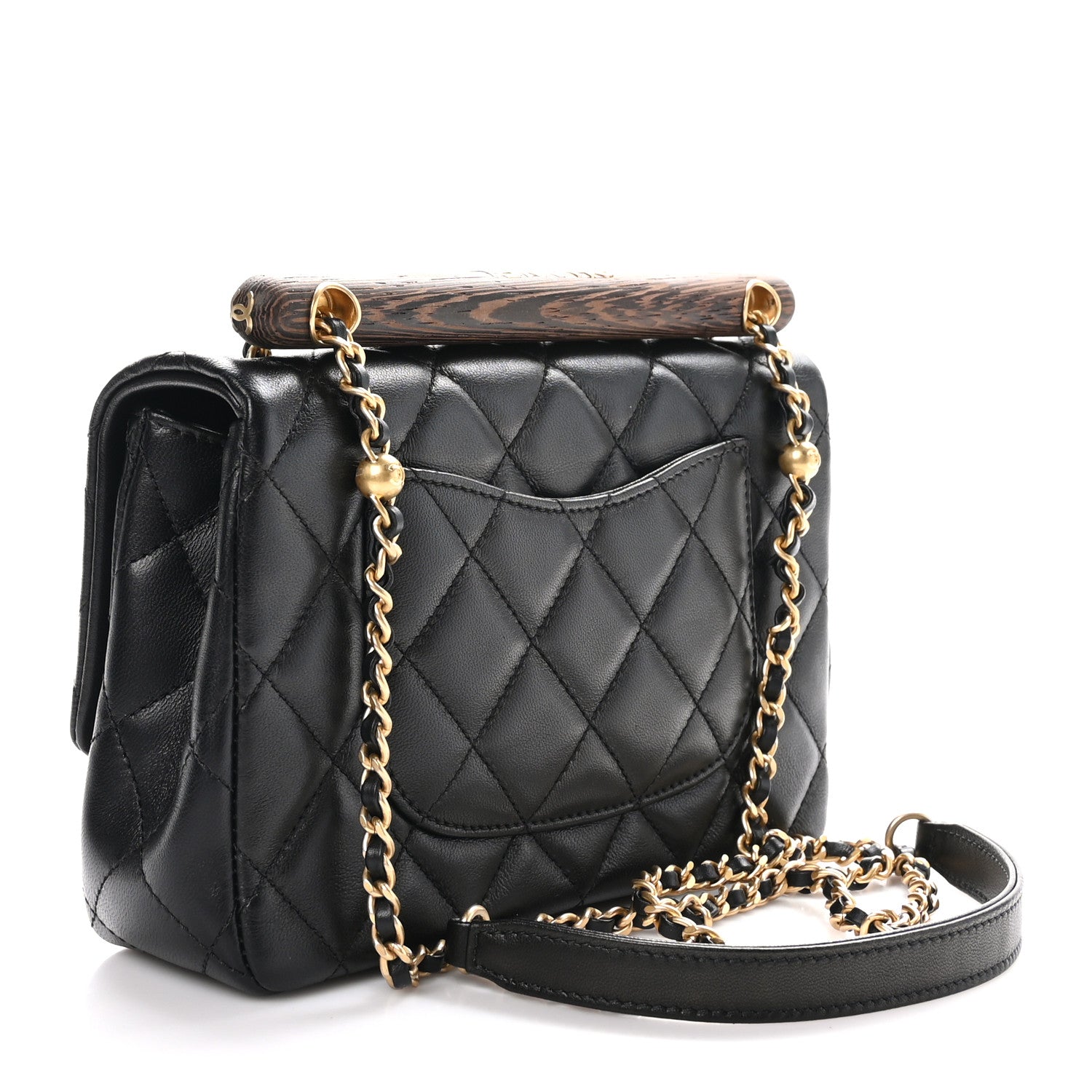 Chanel Lambskin Quilted Small Wenge Wood Flap Black 3 of 11