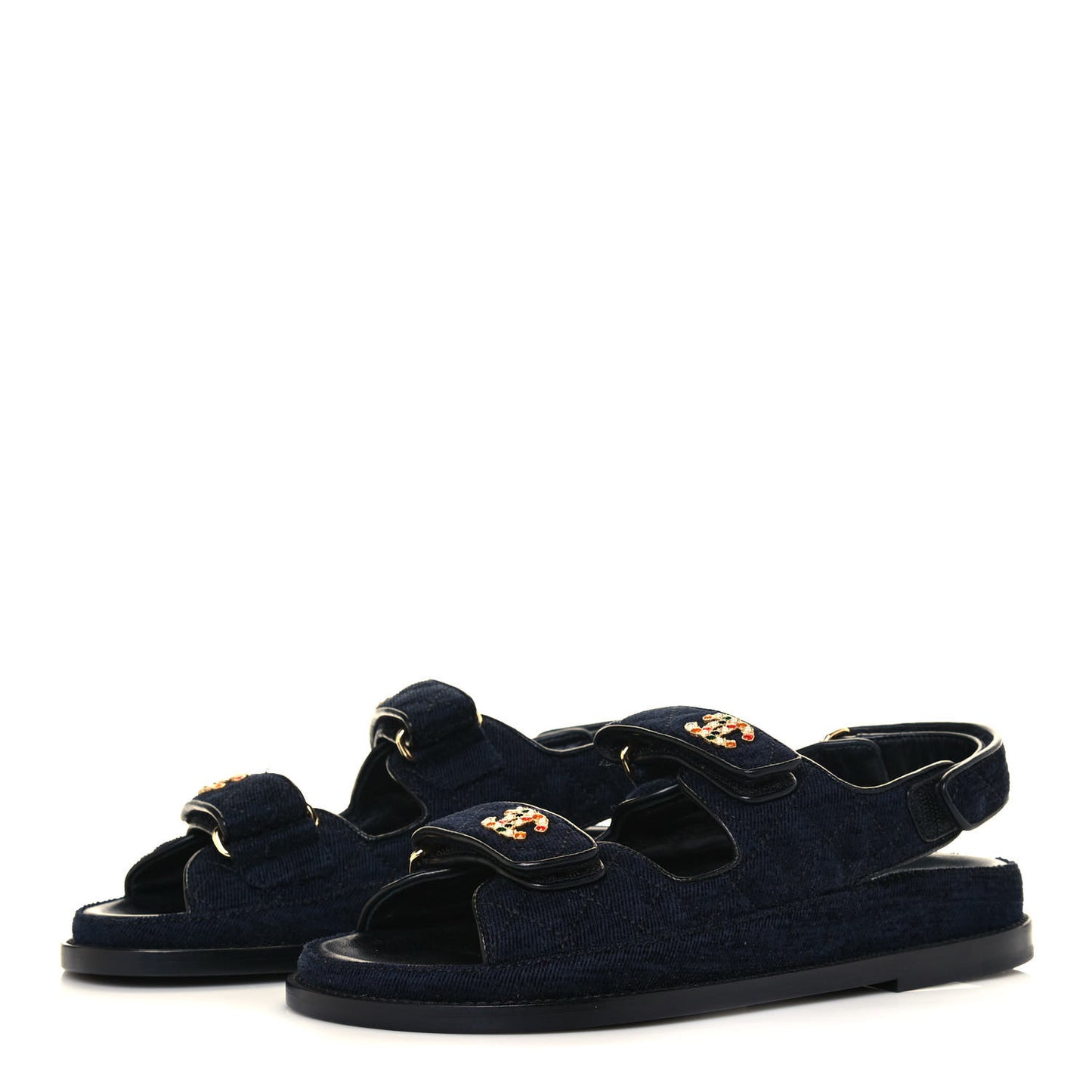 Denim Quilted Dad Sandals 37 Blue
