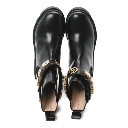 Gucci Calfskin Crystal GG Trip Chelsea Ankle Boots 35 Black 2 of 9