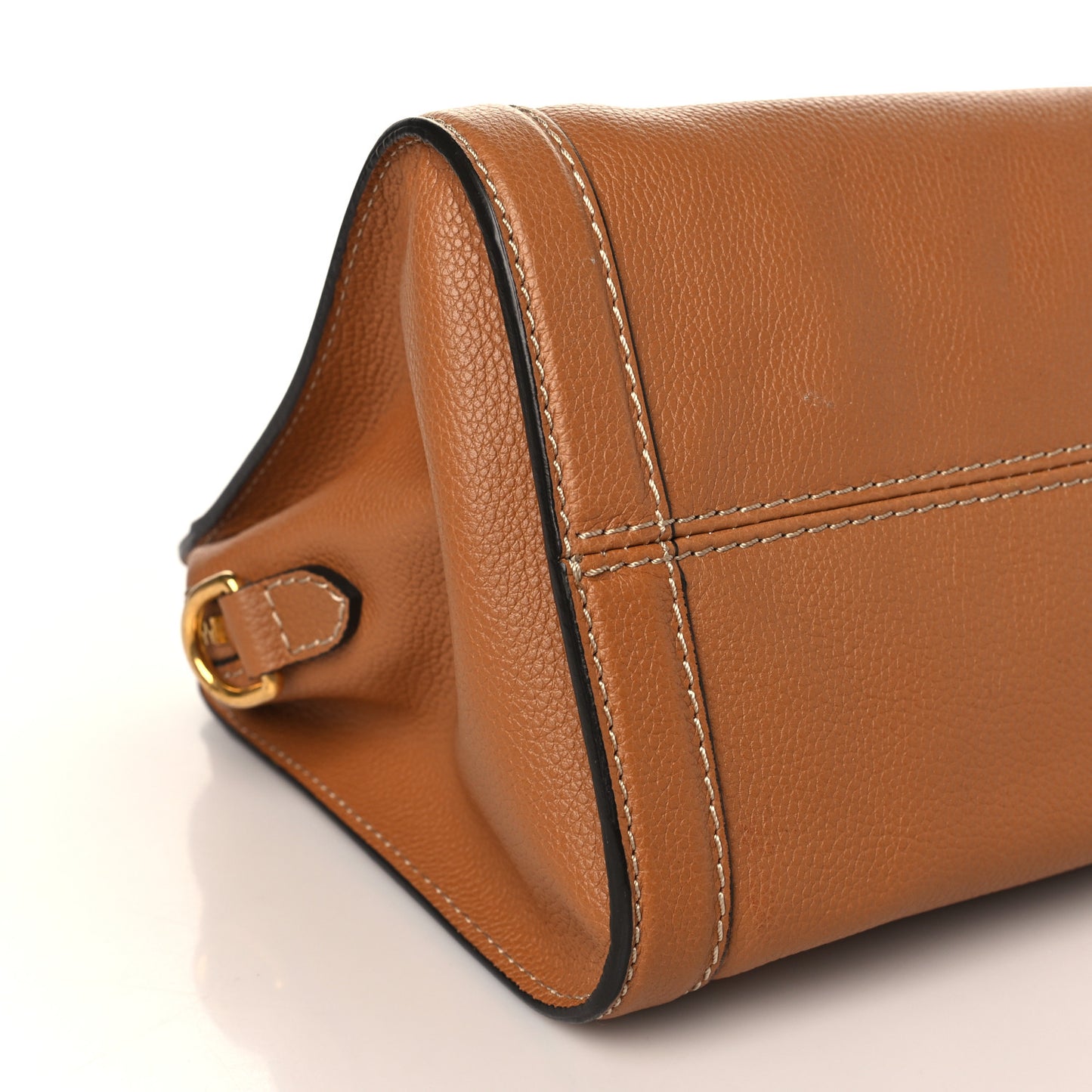 Pebbled Calfskin Small Skull Padlock Zip Around Tote Cognac