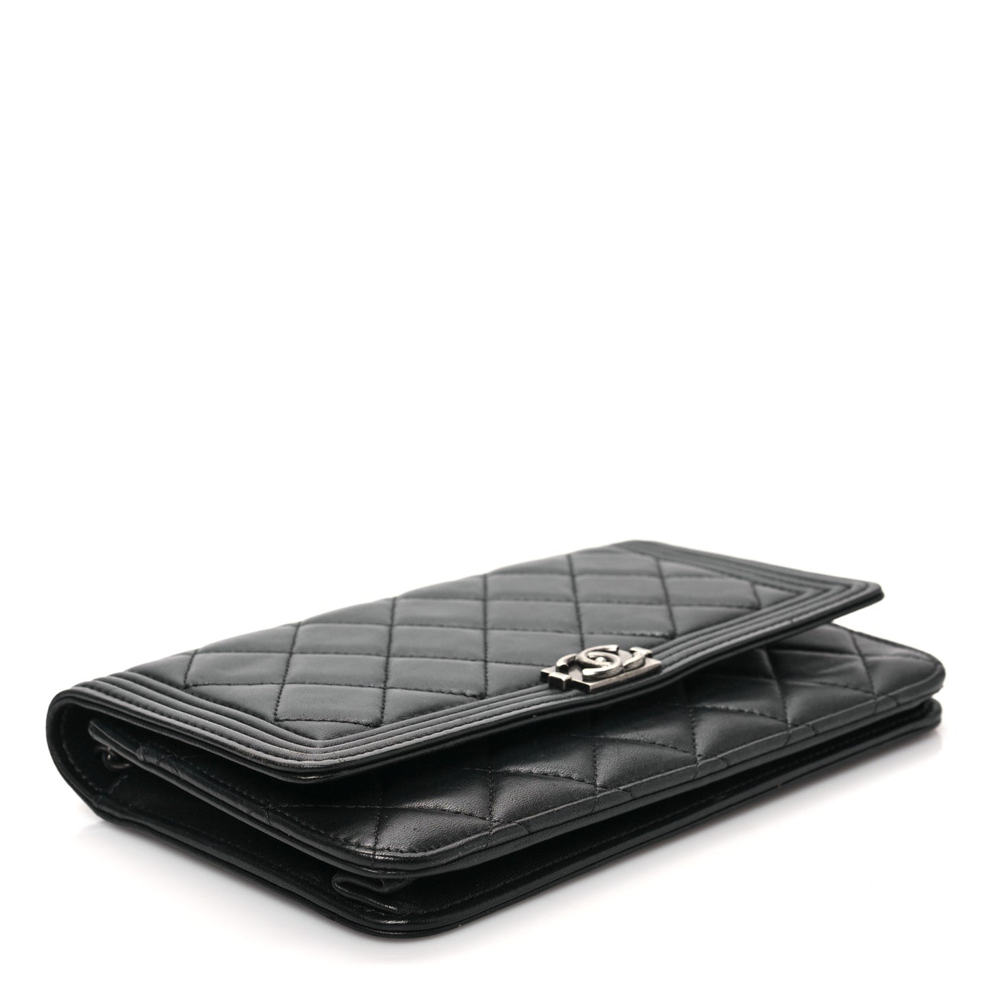 Lambskin Quilted Boy Wallet On Chain WOC Black