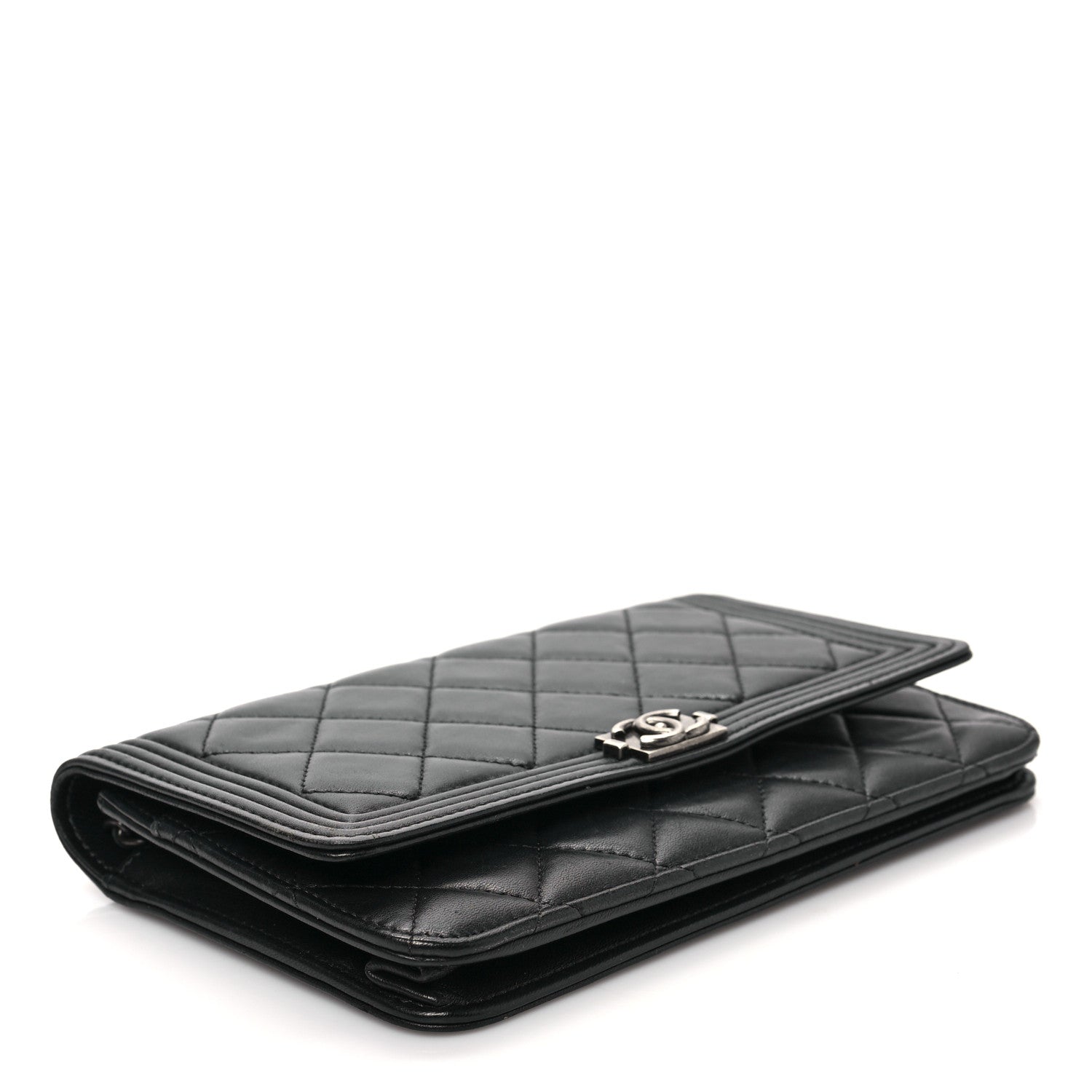 Chanel Lambskin Quilted Boy Wallet On Chain WOC Black 4 of 8