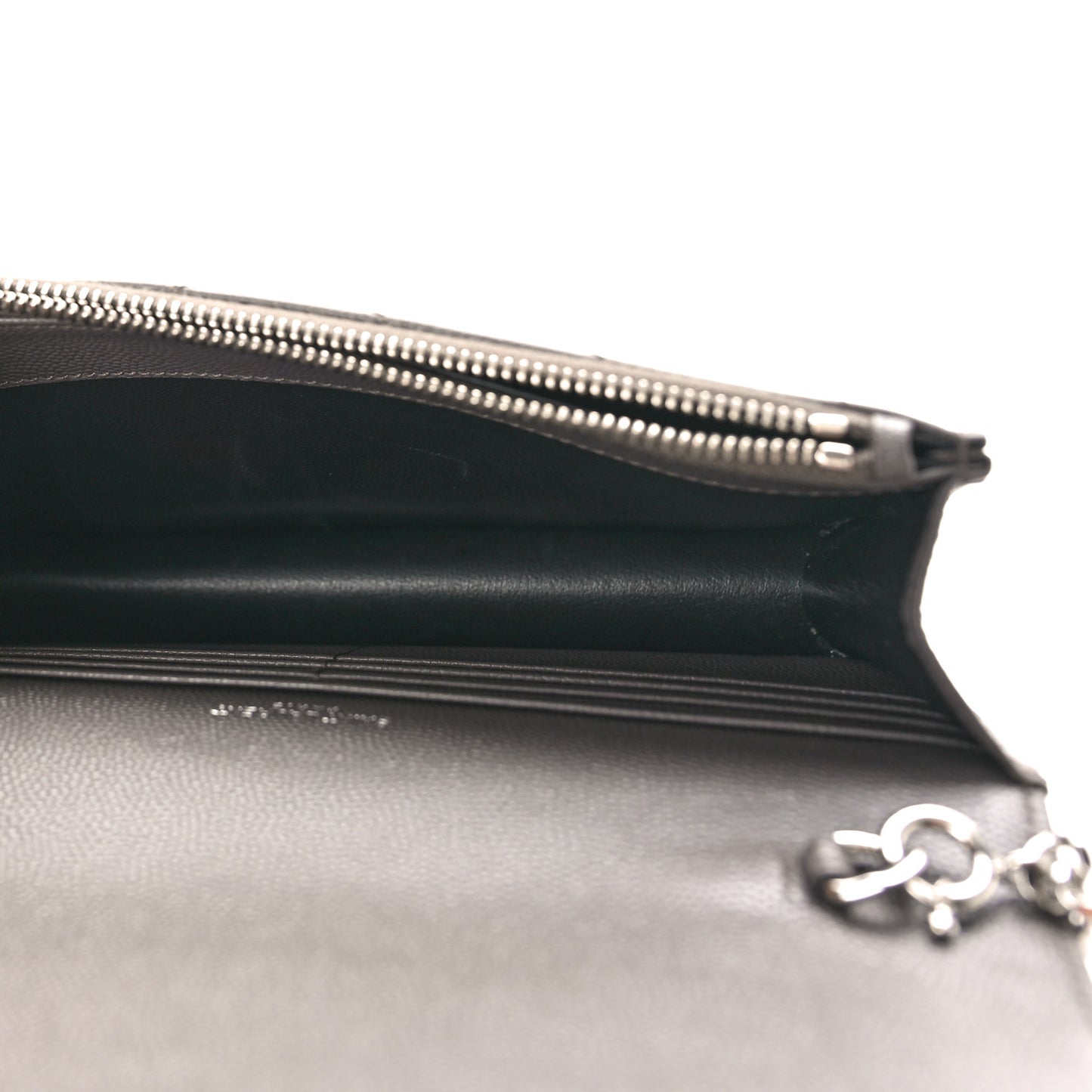 Grain De Poudre Matelasse Chevron Monogram Envelope Chain Wallet Coal