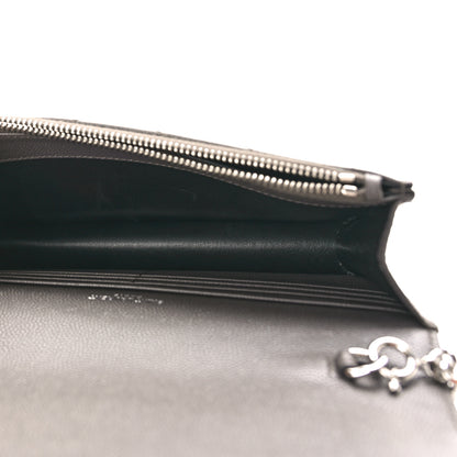 Saint Laurent Grain De Poudre Matelasse Chevron Monogram Envelope Chain Wallet Coal 5 of 8