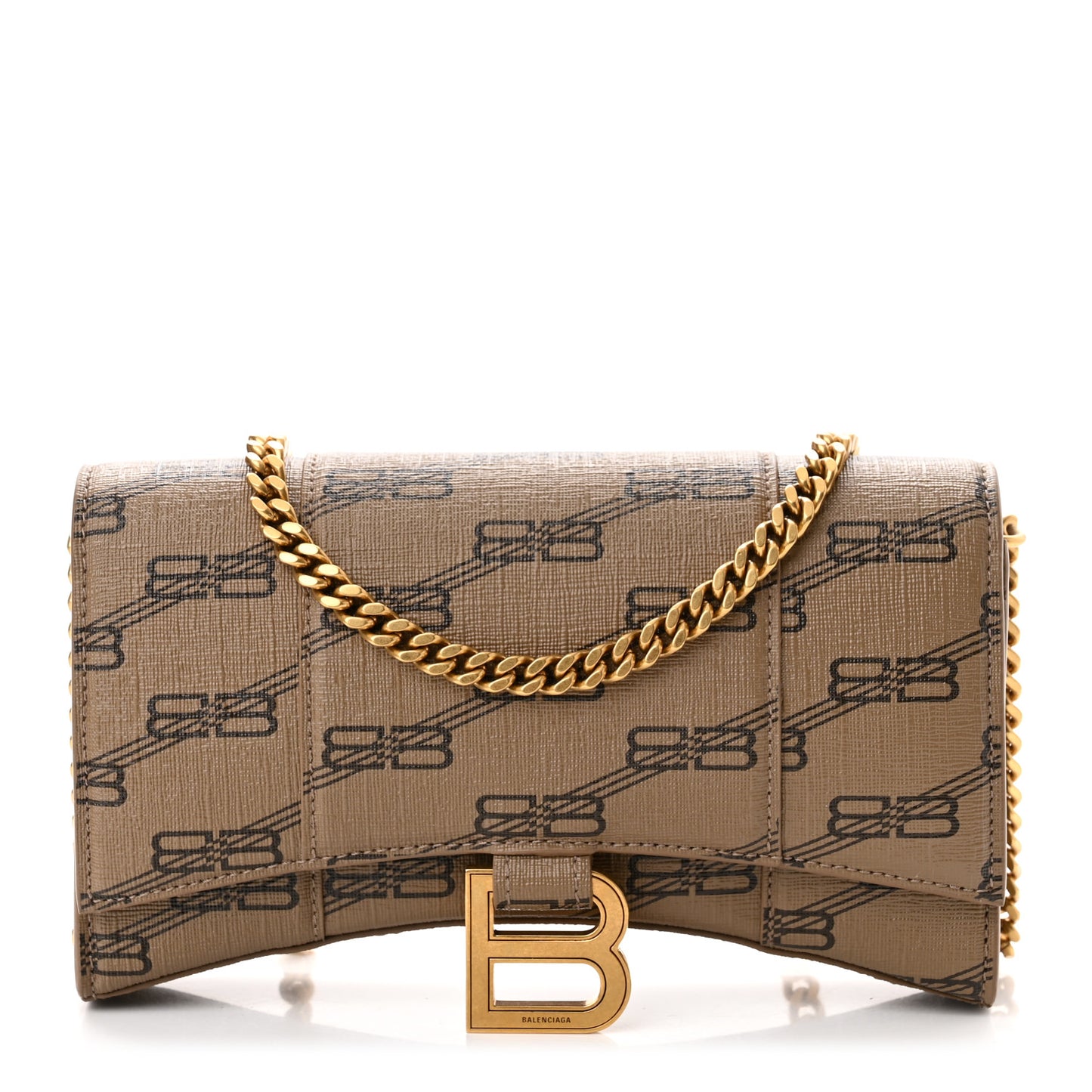 Coated Canvas BB Monogram Hourglass Chain Bag Beige Brown
