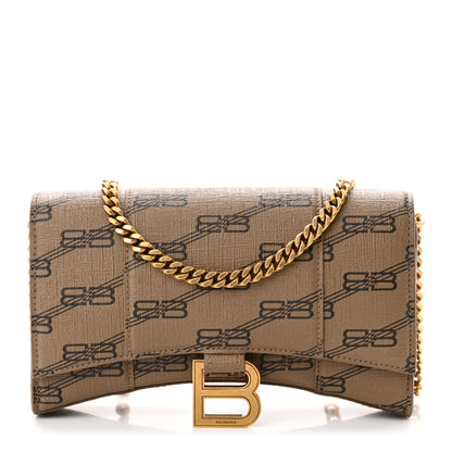 Balenciaga Coated Canvas BB Monogram Hourglass Chain Bag Beige Brown 1 of 9