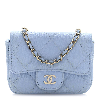 Chanel Caviar Quilted Mini Chain Belt Bag Light Blue 1 of 10