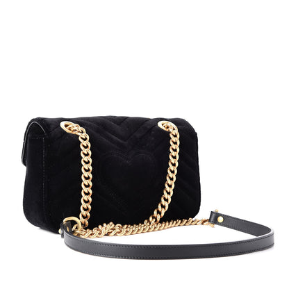 Gucci Velvet Matelasse Mini GG Marmont Shoulder Bag Black 4 of 11