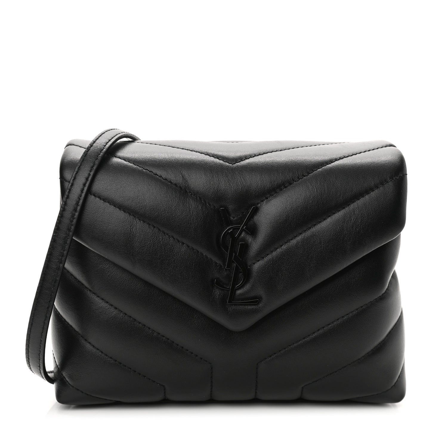 Calfskin Y Quilted Monogram Toy Loulou Crossbody Bag Black