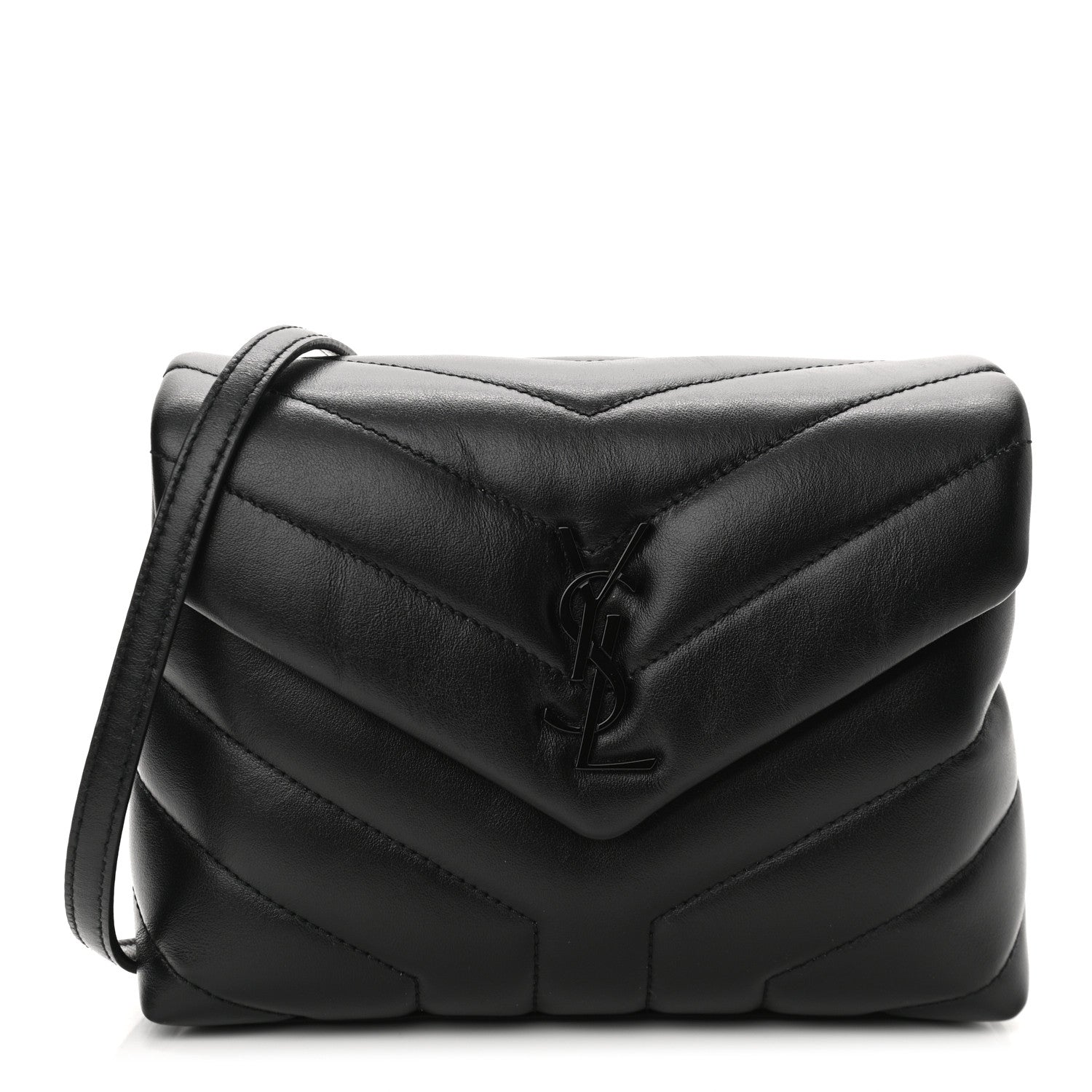 Saint Laurent Calfskin Y Quilted Monogram Toy Loulou Crossbody Bag Black 1 of 10