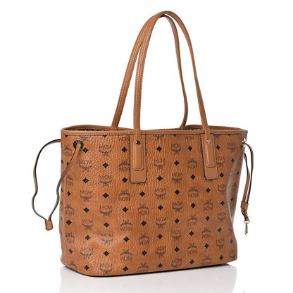 MCM Visetos Medium Liz Reversible Shopper Tote Cognac 4 of 13
