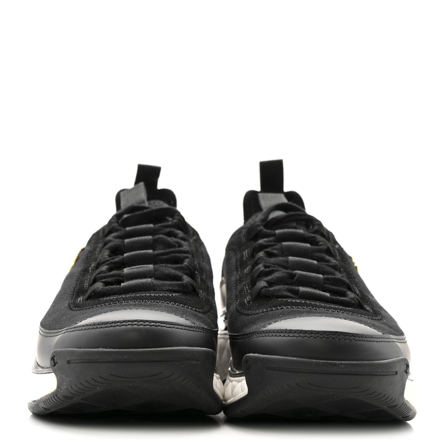 Velvet Calfskin Mixed Fibers CC Sneakers 39.5 Black