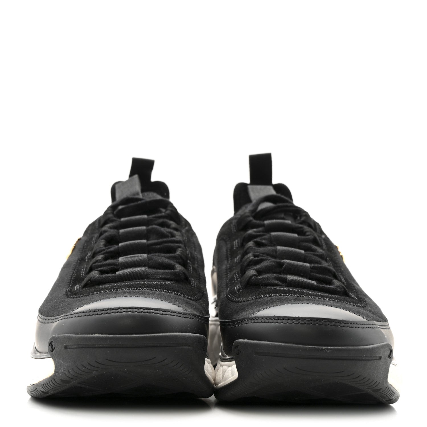 Chanel Velvet Calfskin Mixed Fibers CC Sneakers 39.5 Black 3 of 10
