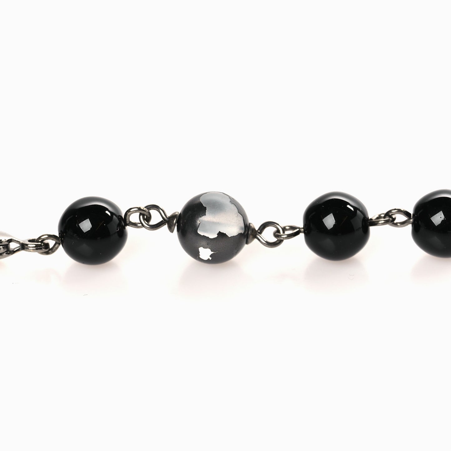 Ruthenium Pearl Beaded CC Long Necklace Black