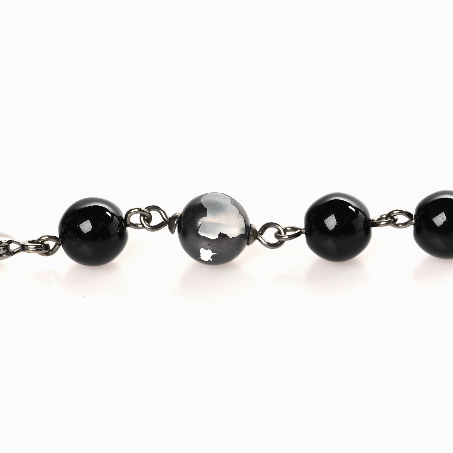 Chanel Ruthenium Pearl Beaded CC Long Necklace Black 5 of 7