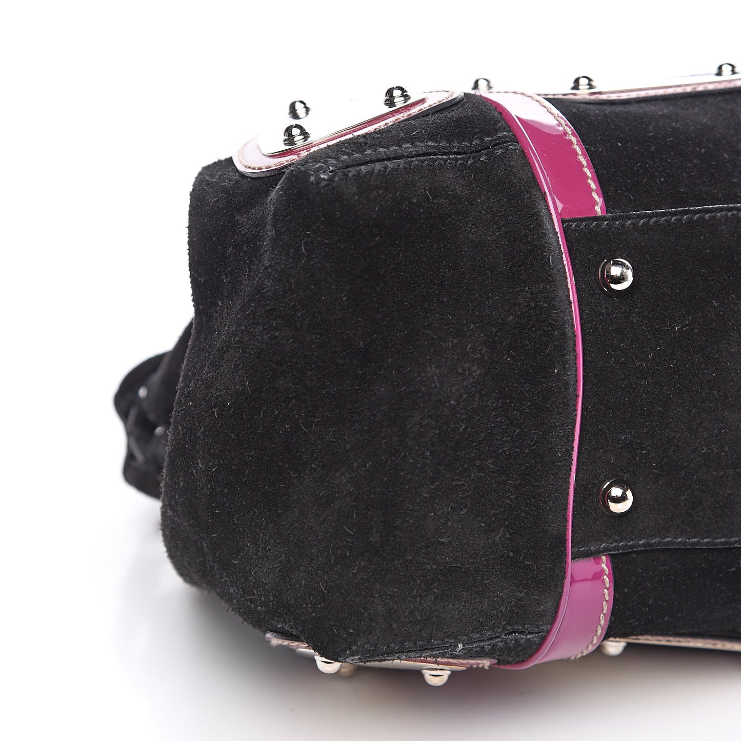 Suede Race Medium Top Handle Tote Black