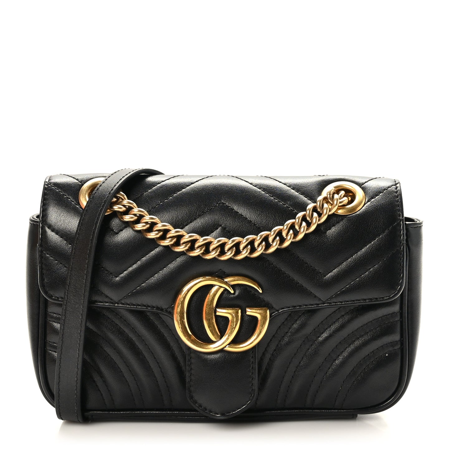 Calfskin Matelasse Mini GG Marmont Shoulder Bag Black