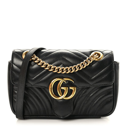 Gucci Calfskin Matelasse Mini GG Marmont Shoulder Bag Black 1 of 10