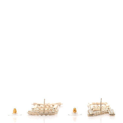 Chanel Crystal Cha-Nel Logo Drop Earrings Gold 3 of 4