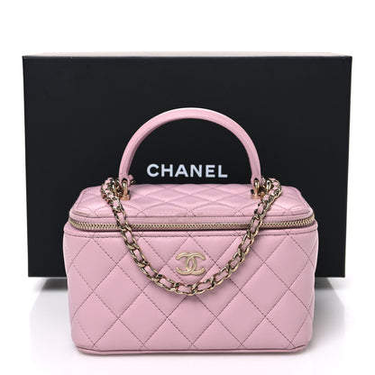 Chanel Lambskin Quilted Small Top Handle Vanity Case With Chain Light Pink 12 of 12