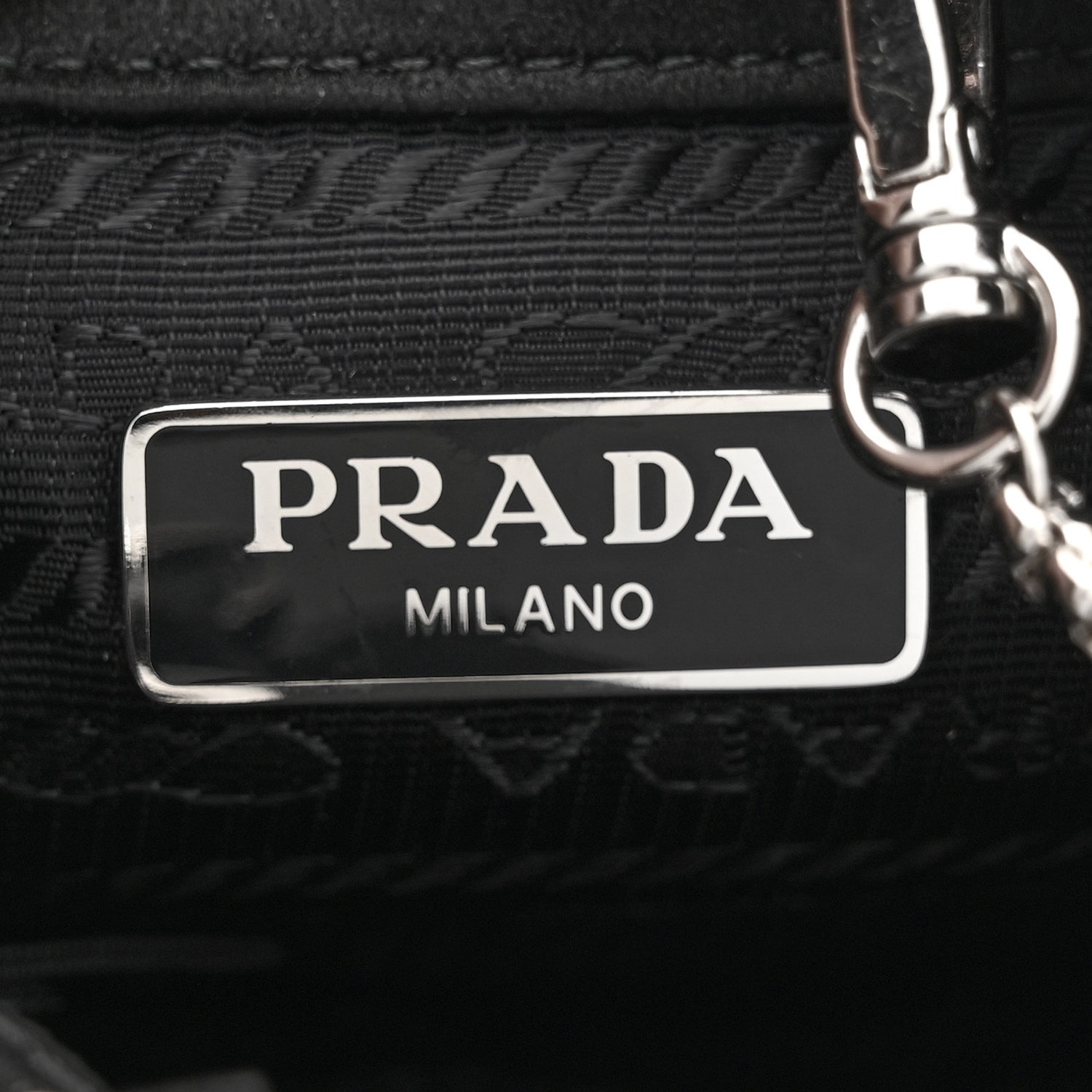 Prada Satin Crystal Metal Triangle Logo Mini Drawcord Pouch Shoulder Bag Cristal 6 of 8