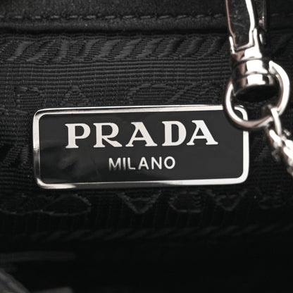 Prada Satin Crystal Metal Triangle Logo Mini Drawcord Pouch Shoulder Bag Cristal 6 of 8